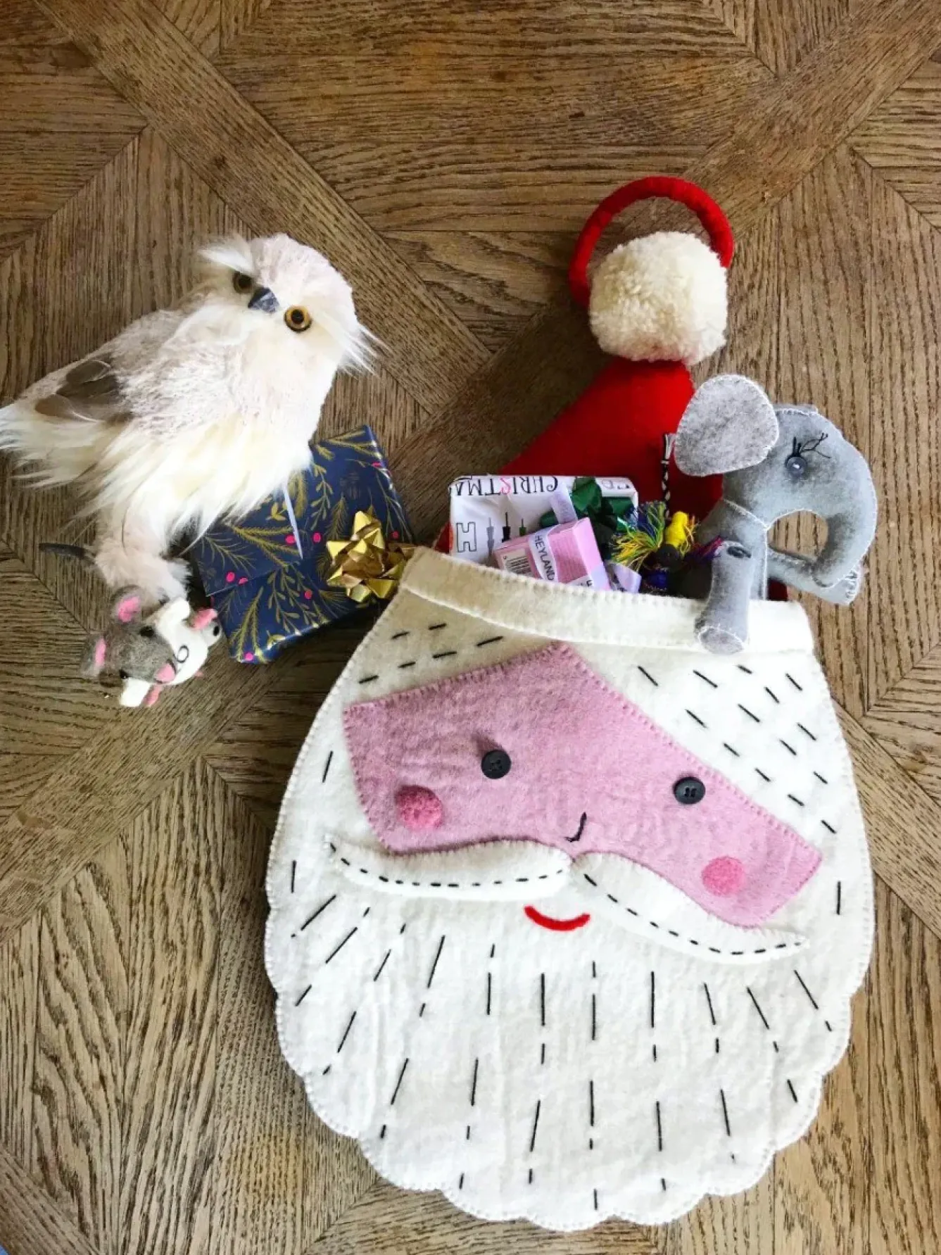 Sew Heart Felt Christmas Decorations|Seasonal Decor-Father Christmas Felt Stocking