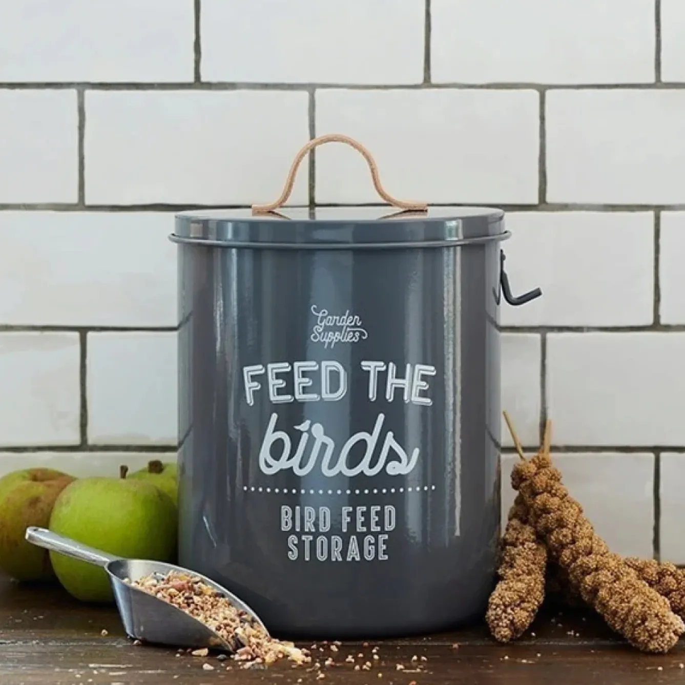 Burgon & Ball Gardening-'Feed the Birds' Bird Feed Tin in Charcoal