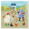 Emma Ball Greeting Cards-Feeding the Hens Greetings Card