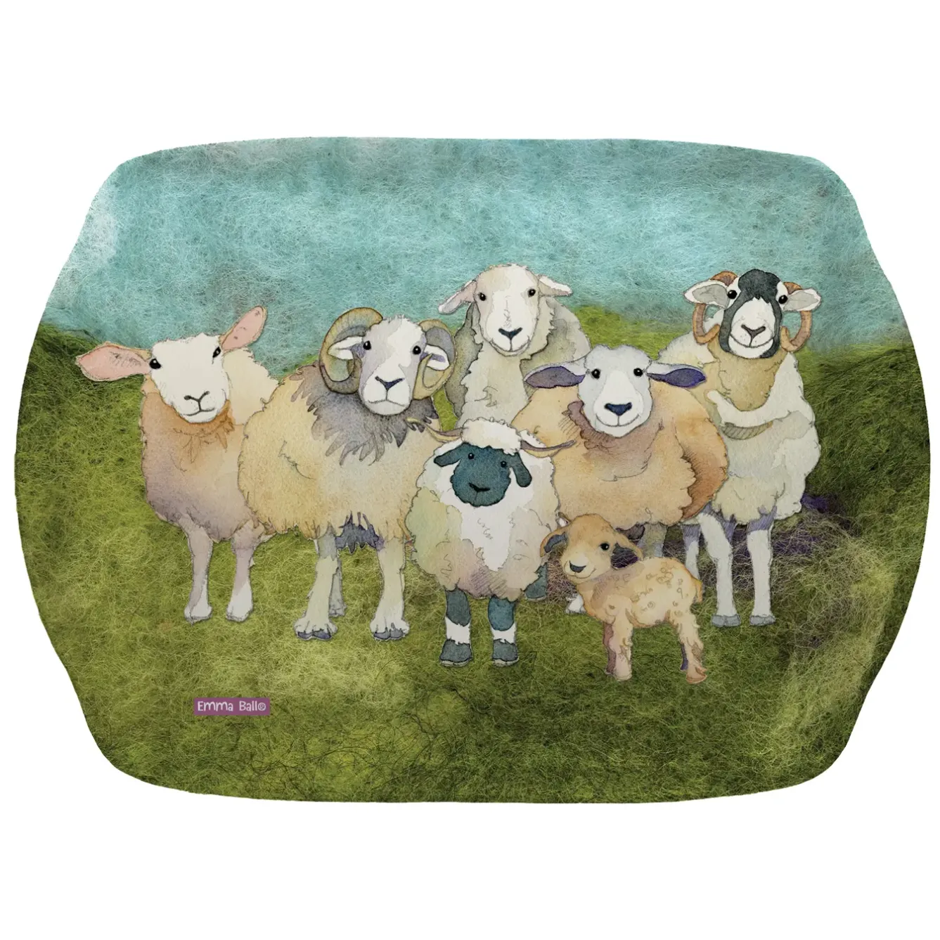 Emma Ball Trays-Felted Sheep Melamine Medium Tray