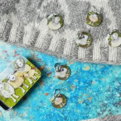 Emma Ball Stationery|Crafts-Felted Sheep Set of 6 Stitch Markers in a Pocket Tin