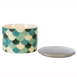 Wax Lyrical Home Fragrance-Fired Earth Ceramic Multi Wick Green Tea & Bergamot Tea Candle