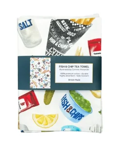 Corinne Alexander Father's Day|Tea-Fish & Chip Tea Towel by