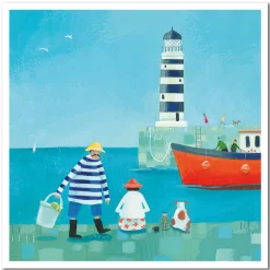 Emma Ball Greeting Cards-Fishing at the Lighthouse Greetings Card