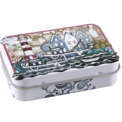 Emma Ball Storage-Fishing Village Hinged Small Rectangular Tin