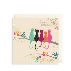 The Art File Greeting Cards-Five Crown Cats Greeting Card by Sara Miller