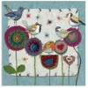 Emma Ball Greeting Cards-Five Stitched Birdies Greetings Card