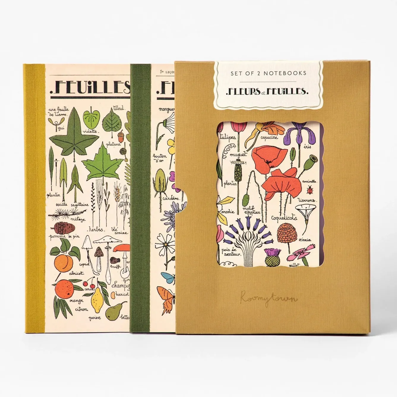 Roomytown Stationery-Fleur et Feuilles Set of 2 Notebooks