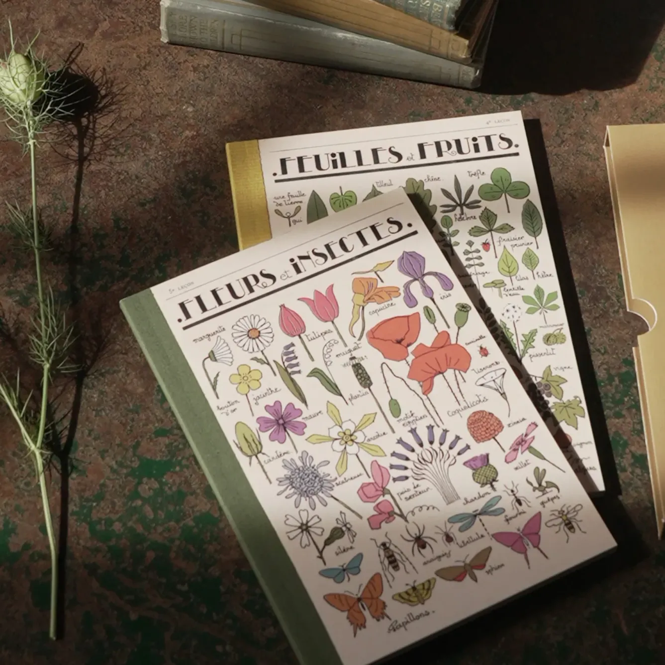 Roomytown Stationery-Fleur et Feuilles Set of 2 Notebooks