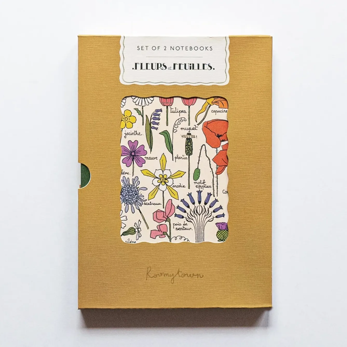 Roomytown Stationery-Fleur et Feuilles Set of 2 Notebooks