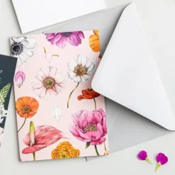 Catherine Lewis Greeting Cards-Floral Brights - Pink - card