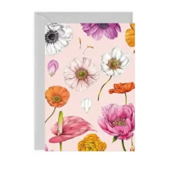 Catherine Lewis Greeting Cards-Floral Brights - Pink - card