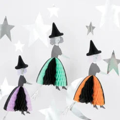 Meri Meri Halloween-Flying Honeycomb Witch Decorations