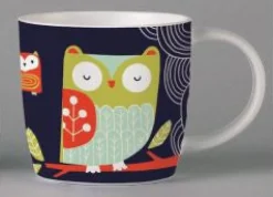 Repeat Repeat Animals|Animals-Folkland Barn Owl Mug - Black