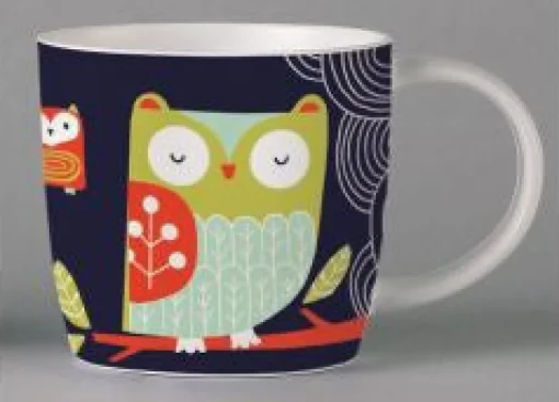 Repeat Repeat Animals|Animals-Folkland Barn Owl Mug - Black