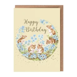 Wrendale Designs Greeting Cards-'Forget Me Not' Mouse Birthday Greetings Card