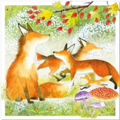 Emma Ball Greeting Cards-Fox Family Greetings Card