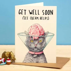 Bewilderbeest Greeting Cards-Get Well Soon - Ice Cream Helps Greetings Card