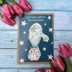 Jen Winnett Greeting Cards-Gift to Hu-Manatee Eco-Card