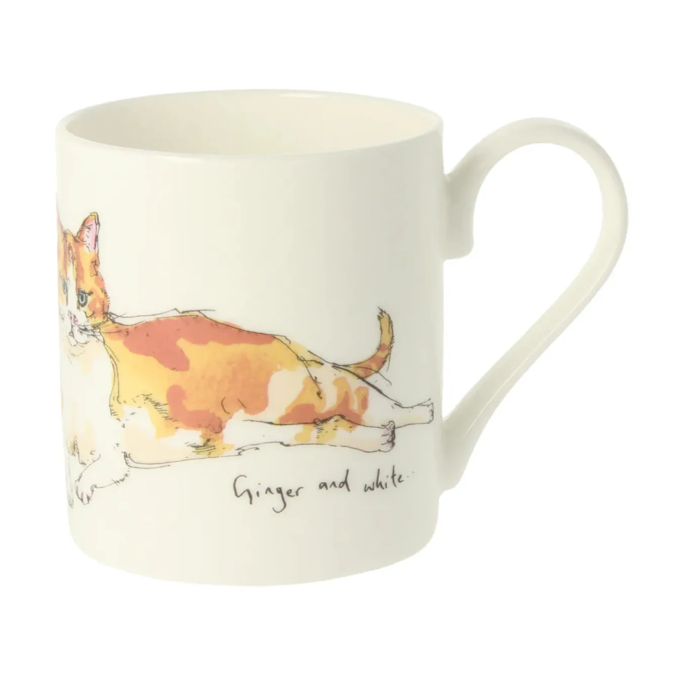 Mclaggan Smith Whimsical-Ginger and White Cat Bone China Mug