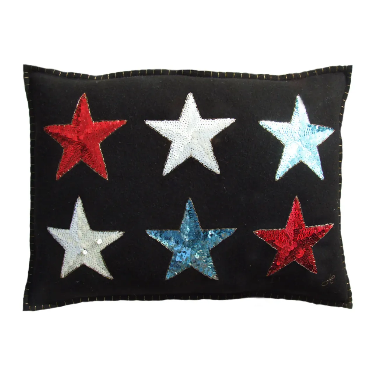 Jan Constantine Pillows & Throws-Glam Rock Sequin 6 Star Pillow