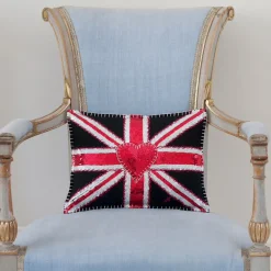 Jan Constantine Pillows & Throws-Glam Rock Sequin Union Jack Pillow