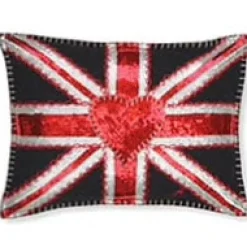 Jan Constantine Pillows & Throws-Glam Rock Sequin Union Jack Pillow