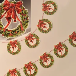 Alison Gardiner Christmas|Seasonal Decor-Glittered Christmas Wreath Garland