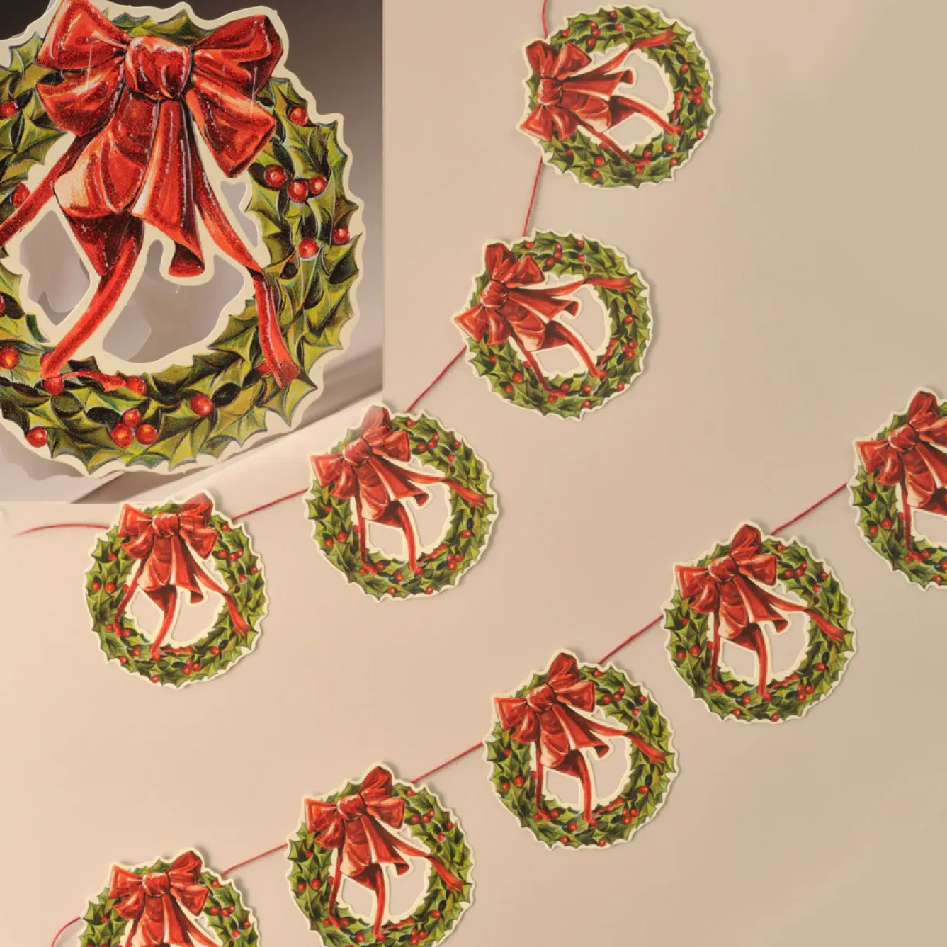 Alison Gardiner Christmas|Seasonal Decor-Glittered Christmas Wreath Garland