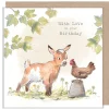Paper Shed Design Greeting Cards-Goat and Hen "With Love on your Birthday" Greetings Card