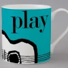 Repeat Repeat Whimsical-Graphic Guitar Mug - Blue