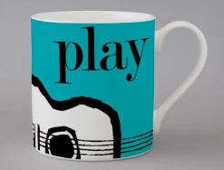 Repeat Repeat Whimsical-Graphic Guitar Mug - Blue