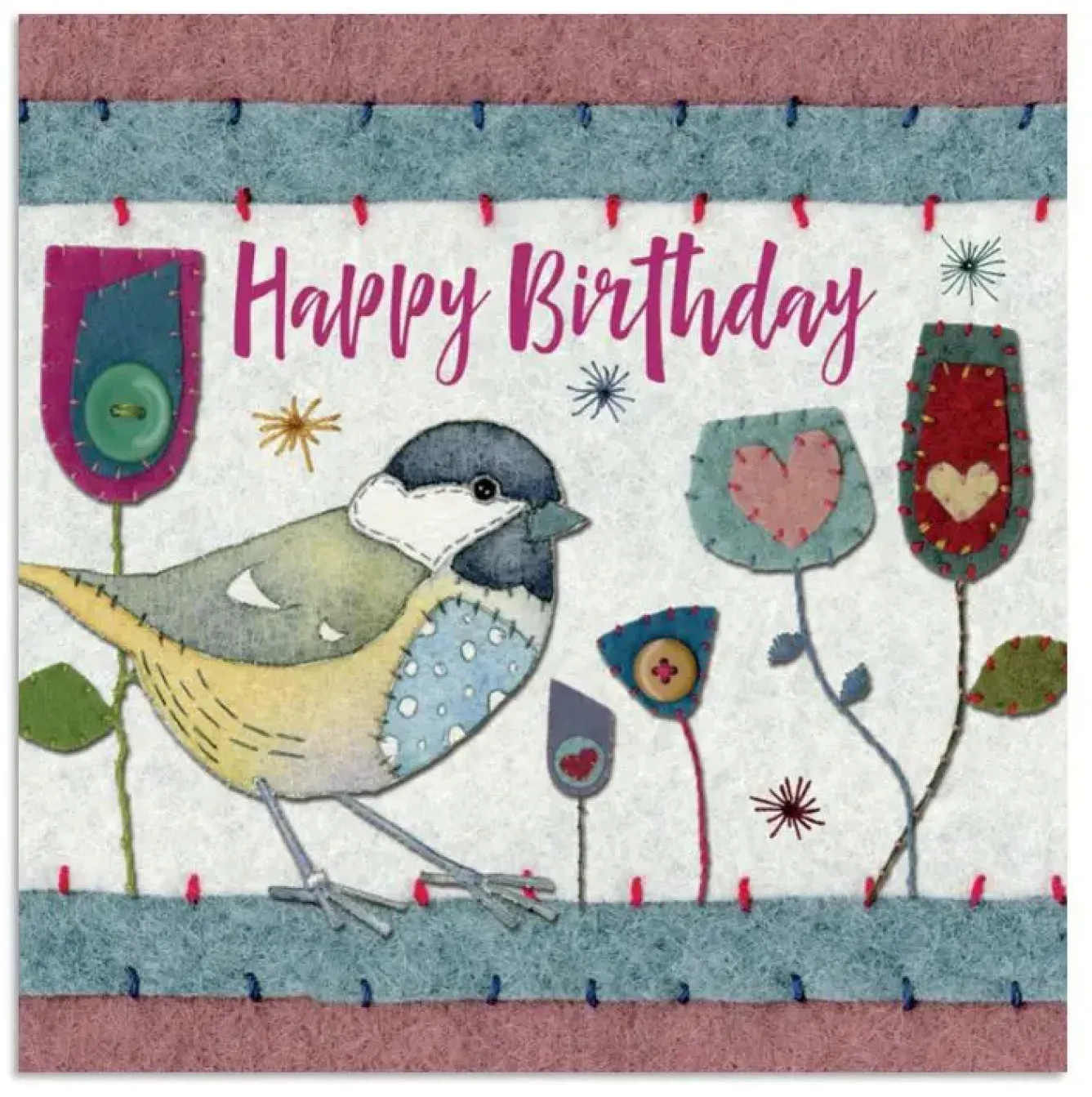 Emma Ball Greeting Cards-Great Tit Birthday Greetings Card