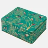 Sara Miller London Novelty|Storage-Green Birds Deep Rectangular Tin by Sara Miller