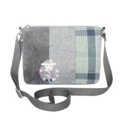 Earth Squared Bags Bags-Green Tweed Sheep Applique Messenger Bag