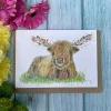 Jen Winnett Greeting Cards-Hagrid the Highland Coo Blank Greetings Eco Card