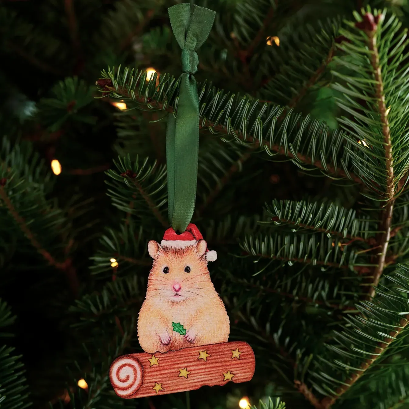 Lottie Murphy Christmas-Hamster Wooden Christmas Decoration