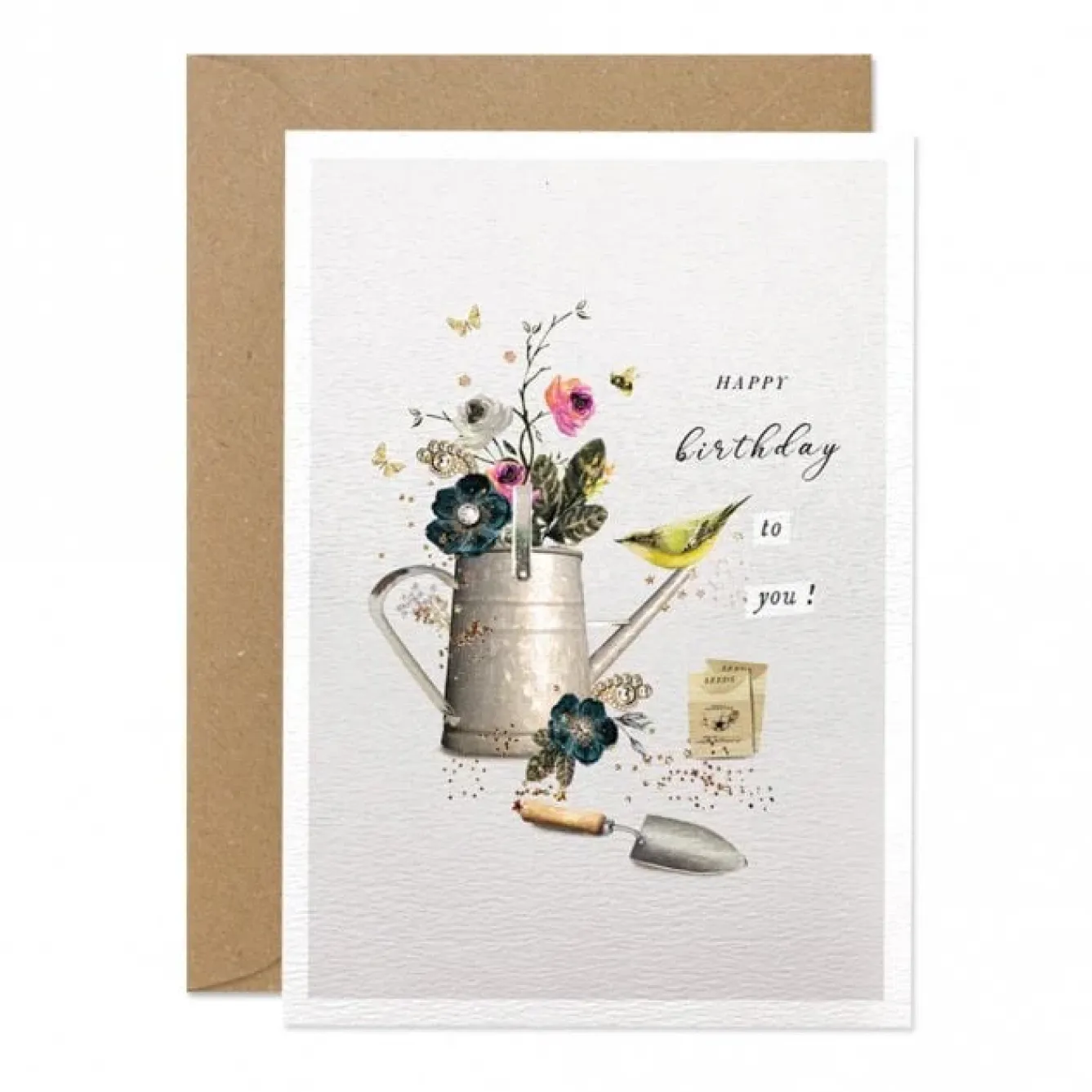 Stephanie Davies Greeting Cards-Happy Birthday Gardening Tools Greeting Card