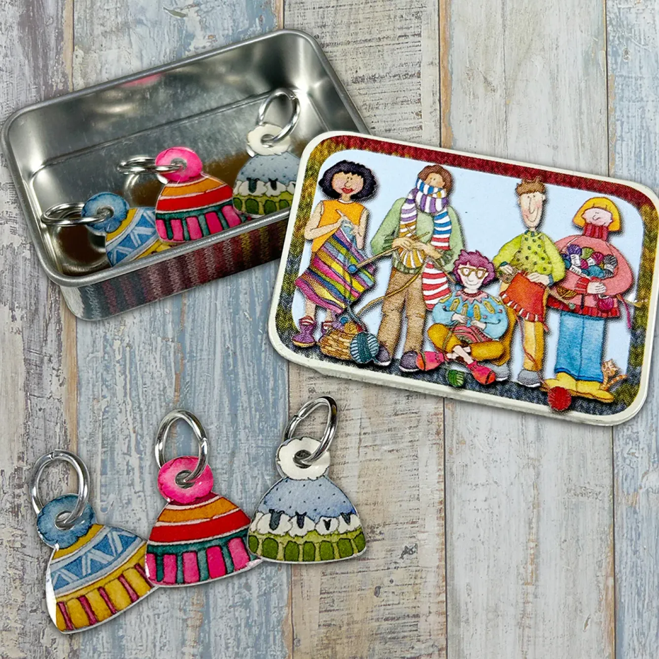 Emma Ball Crafts-Hats Set of 6 Stitch Markers in a Pocket Tin