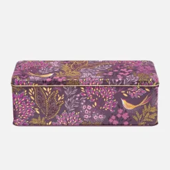 Sara Miller London Novelty-Haveli Garden Plum Songbird Long Deep Rectangular Tin