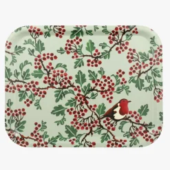 Emma Bridgewater Trays-Hawthorn Berries & Robin Rectangular Birch Tray