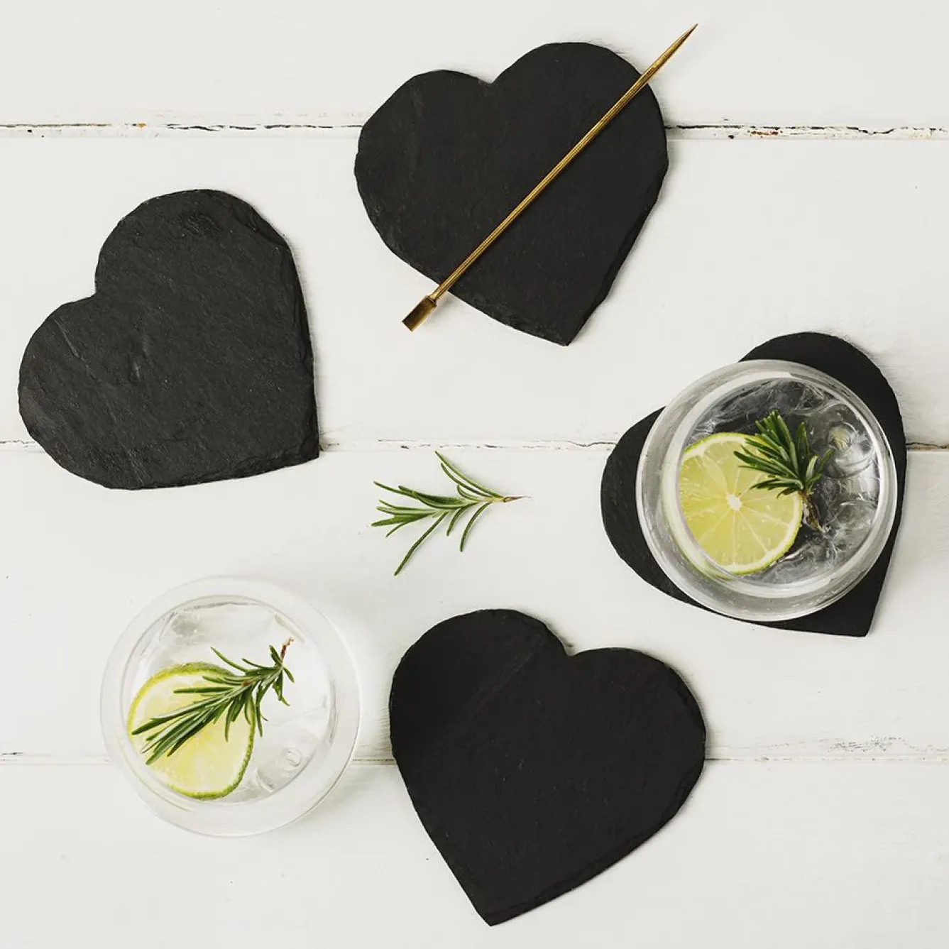 Selbrae Valentine's Day|Tea-Heart Slate Coasters- Set of 4