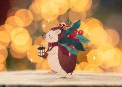 Dapple & Dot Christmas-Hedgehog and Lantern Wooden Decoration