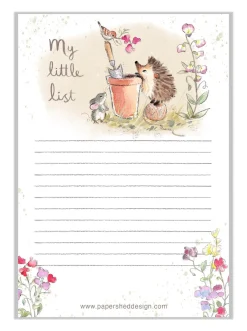 Paper Shed Design Stationery-Hedgehog with a Plant Pot To Do List Pad