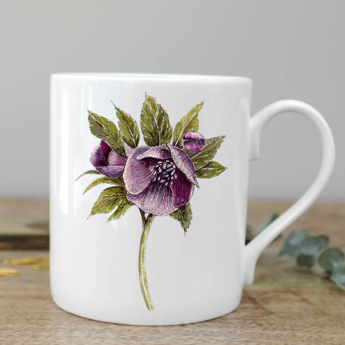 Toasted Crumpet Flowers & Garden-Hellebore Bone China Mug