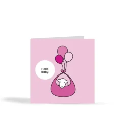 The Herdy Company Greeting Cards-Herdy Hello Baby Card - Pink