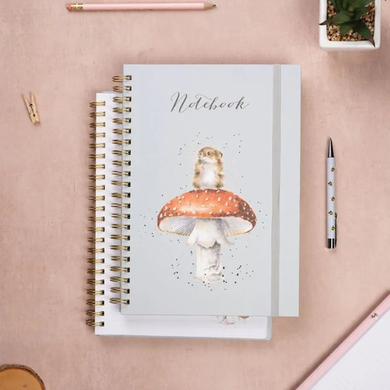 Wrendale Designs Stationery-'He's a Fun-Gi' Mouse Large Spiral Bound Journal