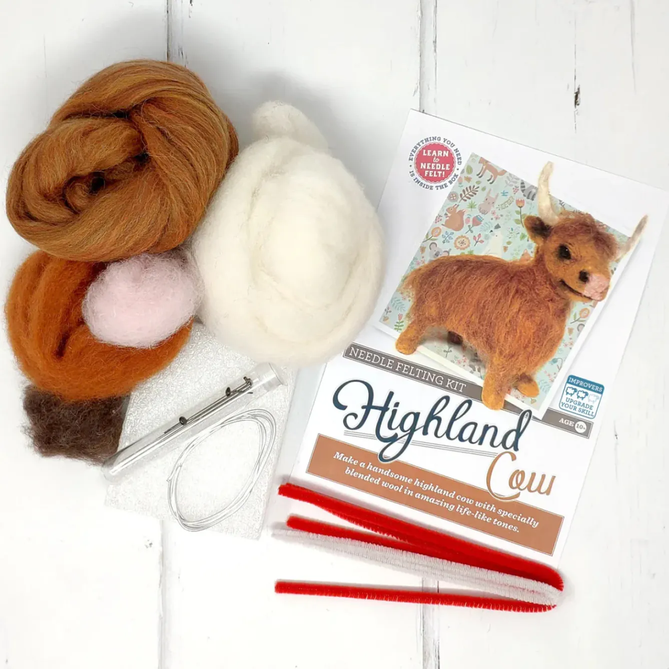 The Crafty Kit Co. Crafts|Children-Highland Cow Needle Felting Craft Kit