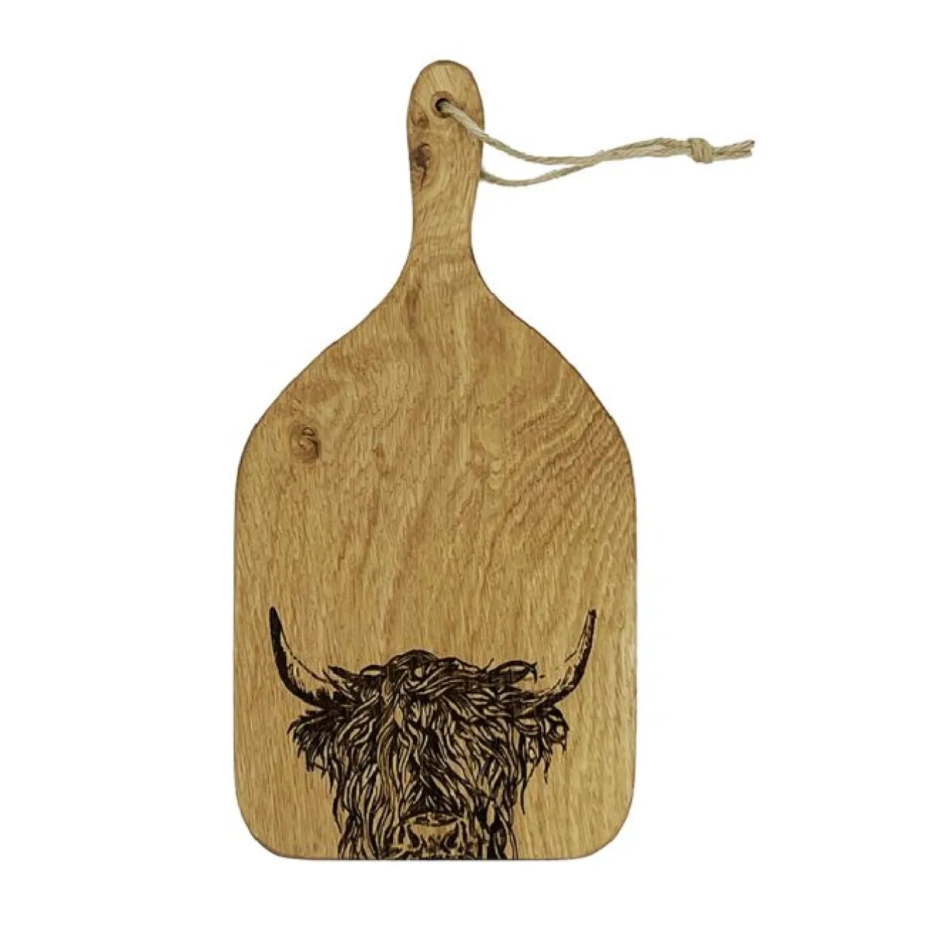 Selbrae Serving Plates & Boards-Highland Cow Oak Hanging Paddle