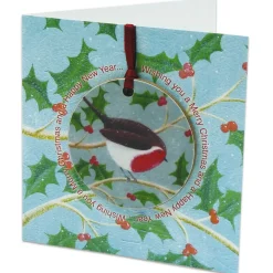Emma Ball Christmas Decorations|Christmas Cards-Holly Robin Melamine Bauble Card